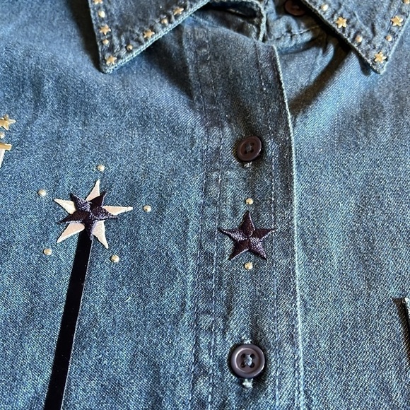 Shipshe-L-Patriotic denim L/S button-down Shirt with matching T-shirt. - Picture 8 of 16
